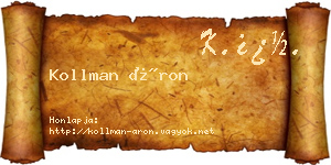 Kollman Áron névjegykártya